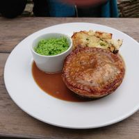 Pie, bubble and squeak and mushy peas 😊 at Plantside in Wellington