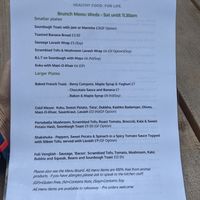 Menu at Plantside in Wellington