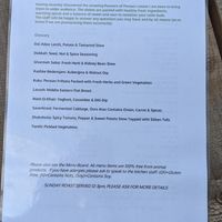 Menu at Plantside in Wellington