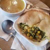 The pot pie is pretty good and the green curry is delicious! at Primal Grounds in Calgary