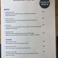 Menu at Jungle Cafe in Siargao