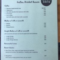 Menu at Jungle Cafe in Siargao