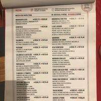 Pizza menu at Casa Baco in Brasilia