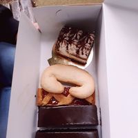 Tiramisu, some kind of Croissant, Pie with apricot jam and Sachertorte at Liberty in Trieste