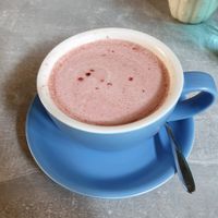Beetroot latte at Baskervilles in Bury St Edmunds