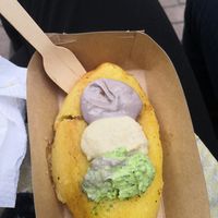 Vegan treat with 3 dips at Bioferia Organic Market in Lima