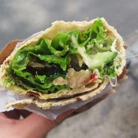 Vegan shwarma wrap at Bioferia Organic Market in Lima