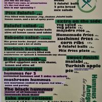 October 2020 menu at Hummus Antigua in English Harbour