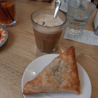 Pastry + coffee latte at MUG in Trieste