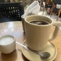 Americano with coconut milk  at Another Clandestino in Holbox