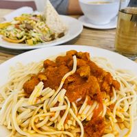 Tallarines rojos  at Loving Hut - Orbegoso in Trujillo