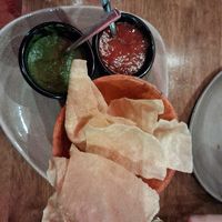 Poppadoms and dips at Dhabba in Glasgow
