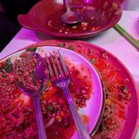 Greasy mess with bland tofu at Spicy Moon - 3rd St in New York City