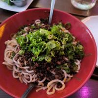 Dan Dan noodles with vegan beef at Spicy Moon - 3rd St in New York City