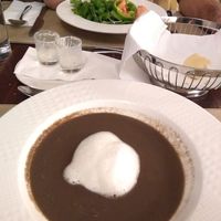 Mushroom soup with truffle cream at Ayii Anargyri Natural Healing Spa Resort in Paphos