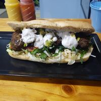 Falafel sandwich at Mercy Vegan Food in Bogota