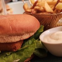 No-fish burger, homemade mayonnaise and French fries  at Green Gorilla in Montpellier