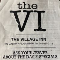 Menu 1  at The Village Inn in Gambier