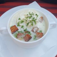 Knoblauchsuppe at Dorfstadl in Fiss