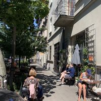 Outdoor seating at Szklarnia in Krakow