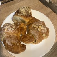 Croissant and cake  at Szklarnia in Krakow