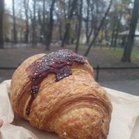 Blueberry croissant at Szklarnia in Krakow