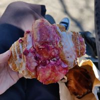 Raspberry crossiant at Szklarnia in Krakow