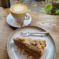 Apple pie and cappuccino at Szklarnia in Krakow
