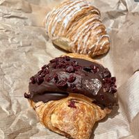 Vegan croissants filled with berries jam  at Szklarnia in Krakow