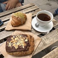 Pistachio croissant & Pain au chocolate.   at Szklarnia in Krakow
