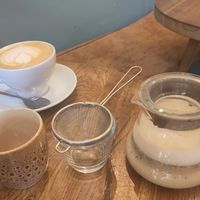 Latte, and chai latte at Szklarnia in Krakow