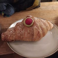 Pistachio croissant at Szklarnia in Krakow