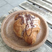 Croissant with chocolate at Szklarnia in Krakow