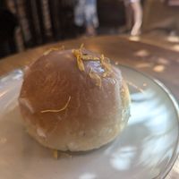 Peach bun at Szklarnia in Krakow