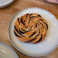 Choc peanut bun at Szklarnia in Krakow
