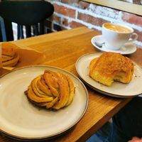 Cardamom bun and pain au chocolat at Szklarnia in Krakow
