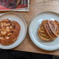 Peanut butter french style bake and cardamom bun at Szklarnia in Krakow
