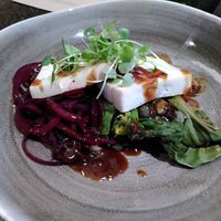 Tofu and beetroot linguine (April 2023) at Hogarths Stone Manor Hotel in Kidderminster