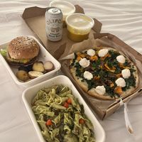 Vegan Butternut Squash soup, vegan double cheeseburger, Veganized pumpkin pesto pasta   at True Food Kitchen in Las Vegas