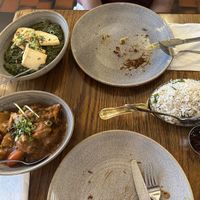 Aloo Gobi, palak tofu, coconut rice   at Namaste Holborn in London