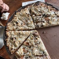 ¾ of a pizza with vegan cheesee  at Pedaler's Pub in Bentonville