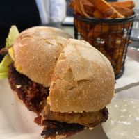 Vegan option on the beef burger - lovely crispy and tasty jackfruit pattie at The Spade in Glenroy