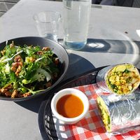 Vegan tofu burrito and Vegan wellness bowl at The Spade in Glenroy