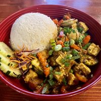 Cambodian-style lemongrass tofu and veggies  at MOE PHO in Pendleton