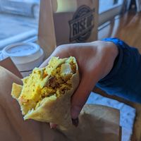 Happy cow burrito at Rise Up Coffee in Rehoboth Beach