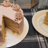 Lemon cake with lavender buttercream at Small Things Bakery in Corvallis