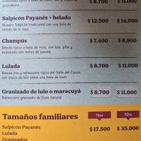 Menu page 3 of 6, January 2023 at Mora Castilla in Popayan