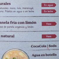 Menu page 4 of 6, January 2023 at Mora Castilla in Popayan