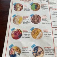 Menu (March 2024). Note: V sign is for vegetarian, vegan is not listed.   at The Backyard Cafe & Bistro in Koh Lanta