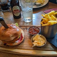 Mushroom, red pepper and beetroot 'burger' at The Stanhill in Oswaldtwistle